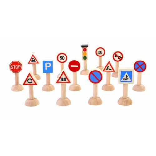 SET DE SEÑALES DE TRÁFICO DE MADERA