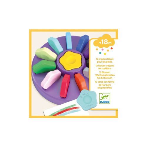 LÁPICES CERA 12 COLORES CON FORMA DE FLOR