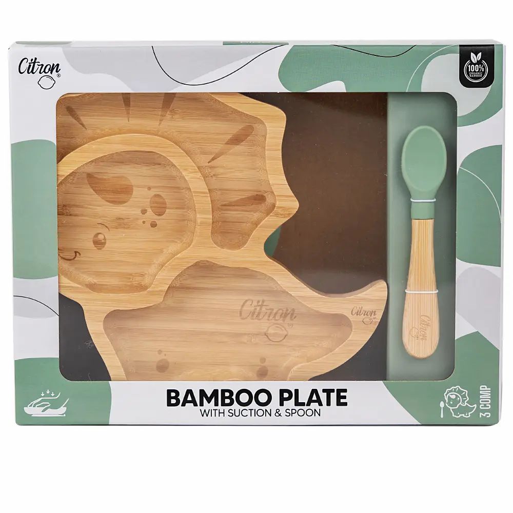 CITRON PLATO DE BAMBU DINOSAURIO